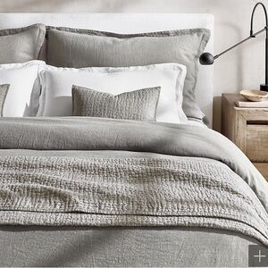 Restoration Hardware, Stonewashed Belgian Linen Duvet Cover, Graphite, King